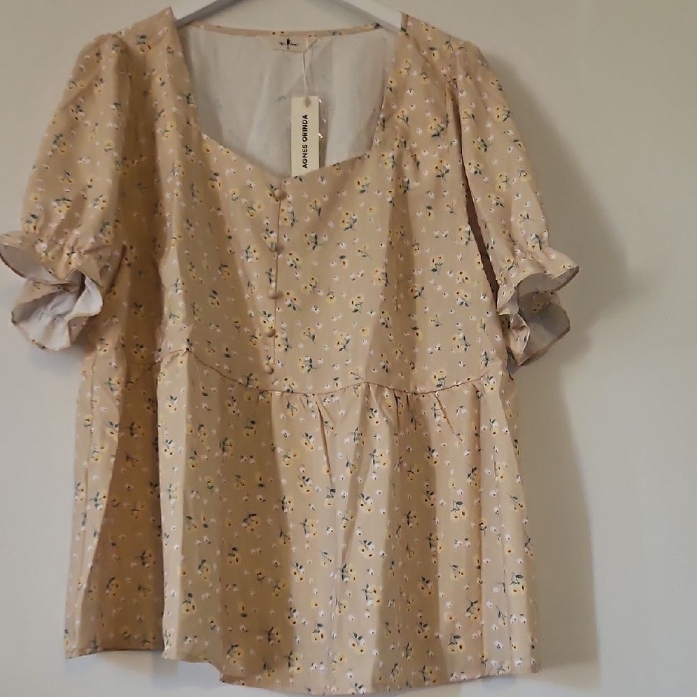 Floral Beige Women's Top
